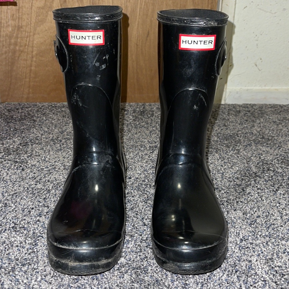 Hunter mid calf black rain boot